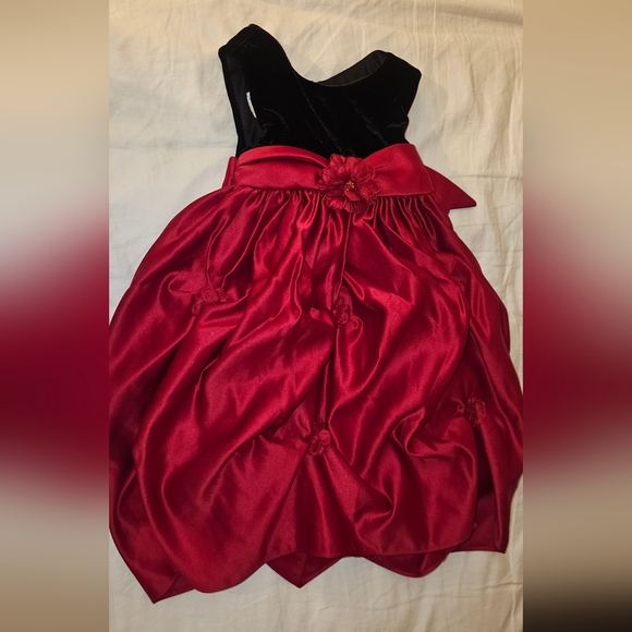 Cinderella Girls Size 2t Velour Black Red Satin Formal Party Dress RGUC - Picture 7 of 7